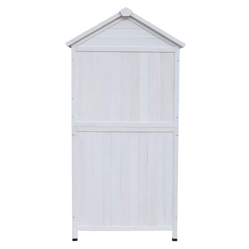 67" White Fir Wood Storage Shed with Double Doors