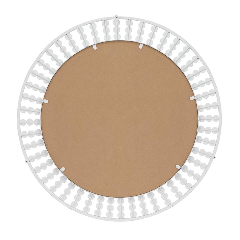 Contemporary Metal Wall Mirror with Beaded Detailing - White or Black