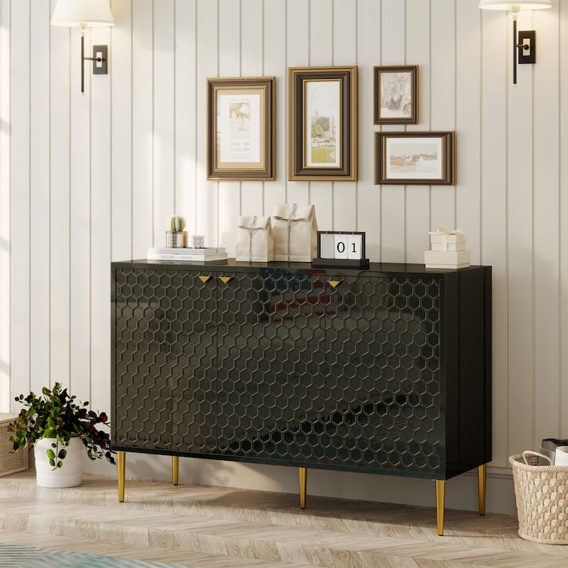 3 Door Glossy Storage Locker Accent Cabinet/Buffet