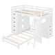 preview thumbnail 23 of 34, Twin Over Twin Bunk Bed with LED Lights & USB Ports, Storage Drawers, Shelves, Desk, and Safety Rails for Kids' Room, Grey