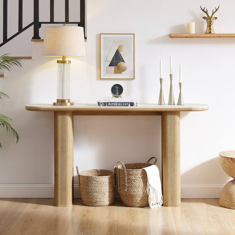 63" Modern sofa, Entryway Table, Sofa Table with Fluted Bases