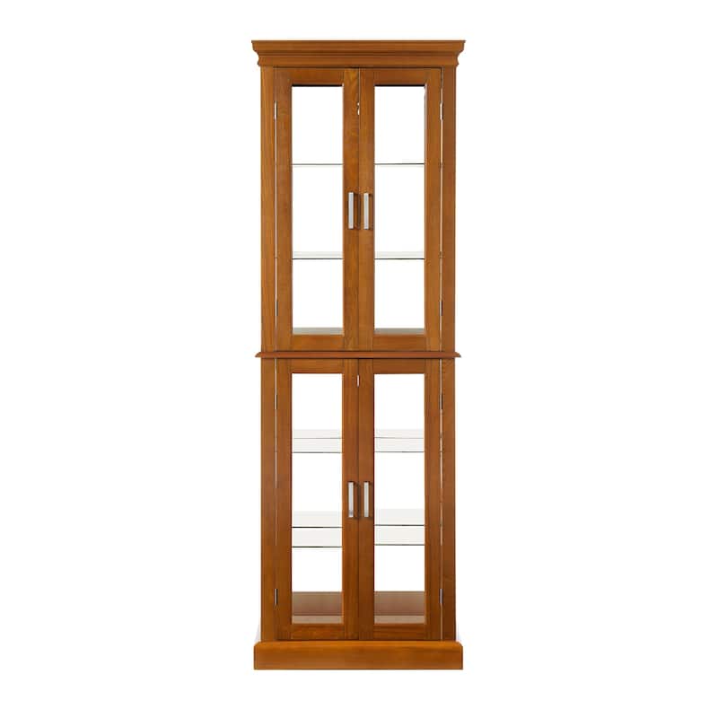 6 Tier Lighted Curio Diapaly Cabinet with Adjustable Shelves