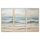preview thumbnail 2 of 18, Designart "Beige And Blue Coastal Beach Paint" Coastal Beach Framed Art Set of 3 - Nautical & Coastal Wall Art Set