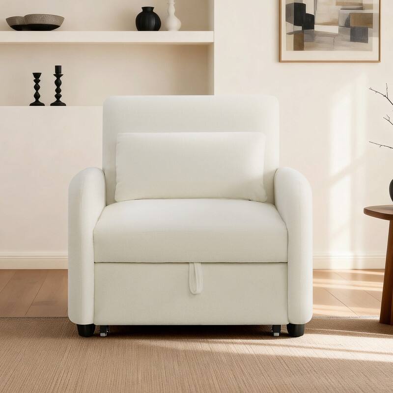 Spruce & Spring Modern Pull-Out Accent Chair Bed with Adjustable Backrest & Space-Saving Design