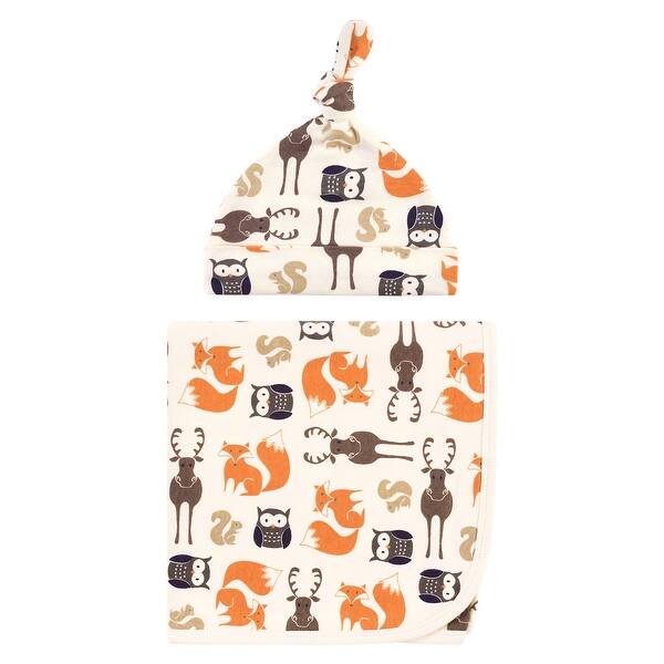 slide 1 of 1, Hudson Baby Infant Boy Swaddle Blanket and Cap or Headband, Forest, One Size - Forest - One Size One Size - Forest
