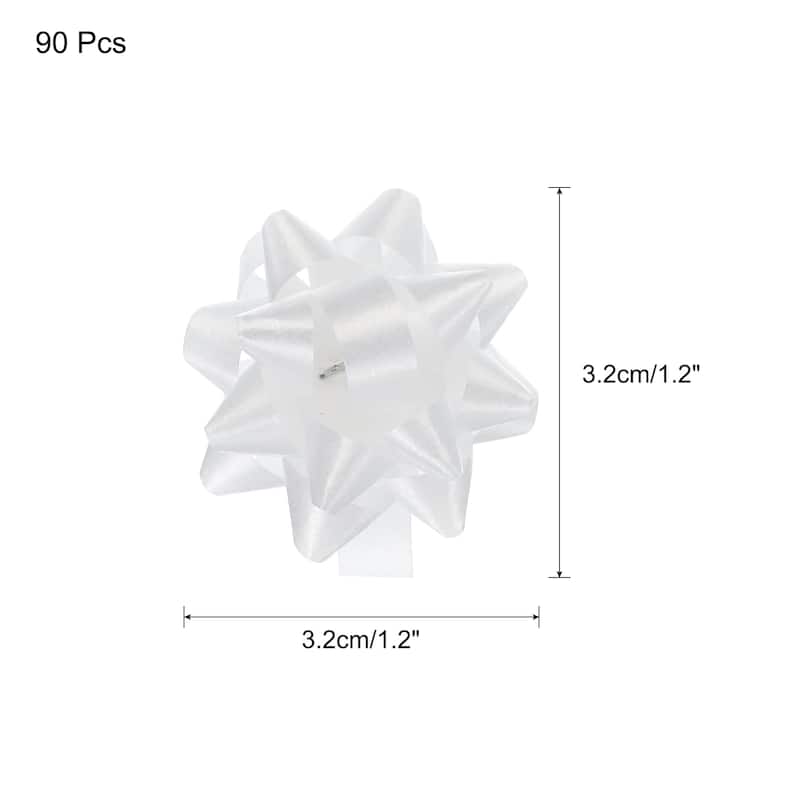 90pcs 1 1/4" Mini Star Gift Bows Christmas Bows for Gift Wrapping - White