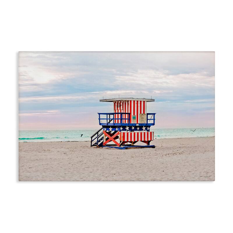 Stupell Patriotic Lifeguard Hut Canvas Wall Art Design By Seven Trees Design - 45 x 30