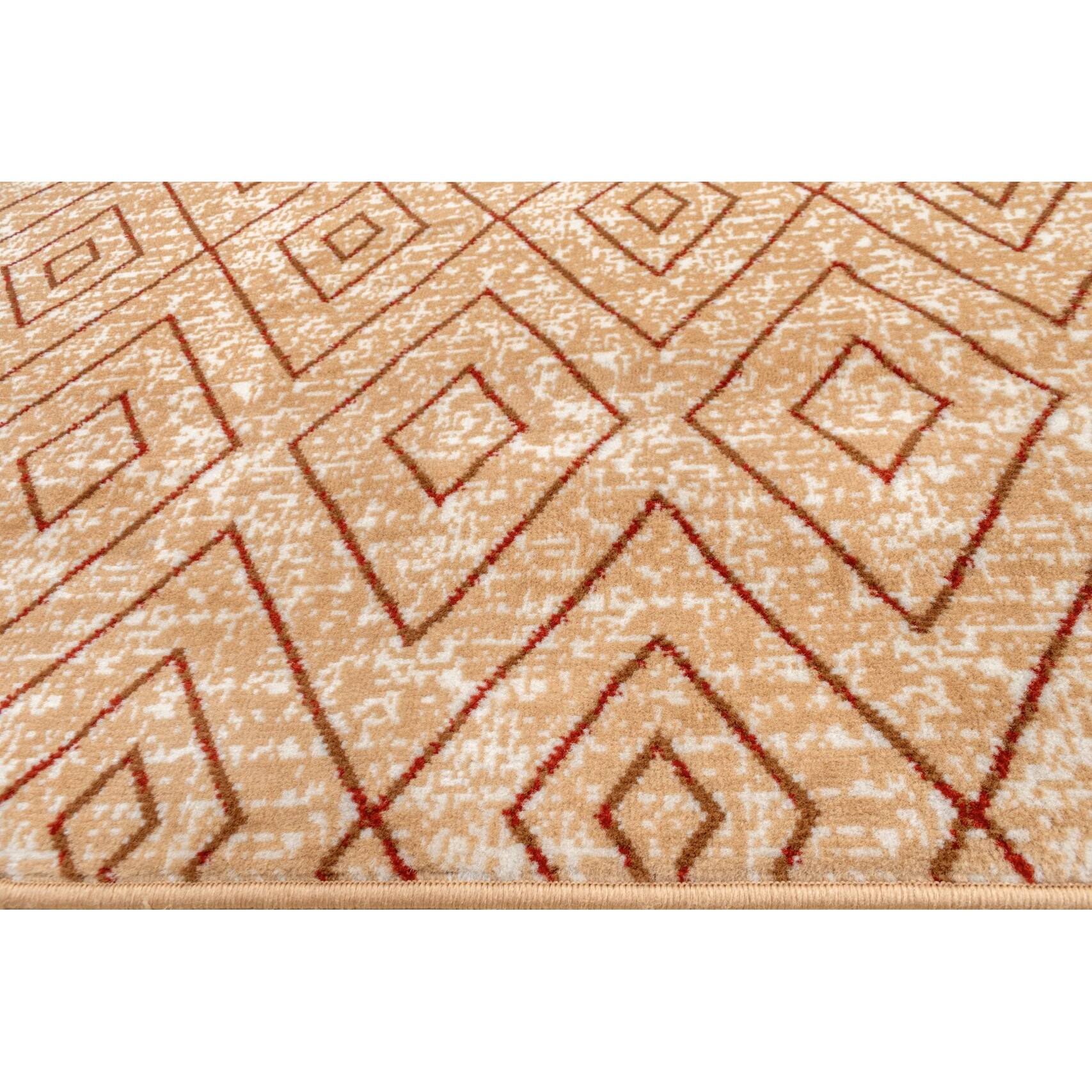 Furnish My Place Diamond Pattern Area Rug Beige, Geometric Rug Bed