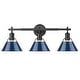 preview thumbnail 27 of 37, Orwell 3-light Bathroom Vanity Light Matte Black with Matte Navy