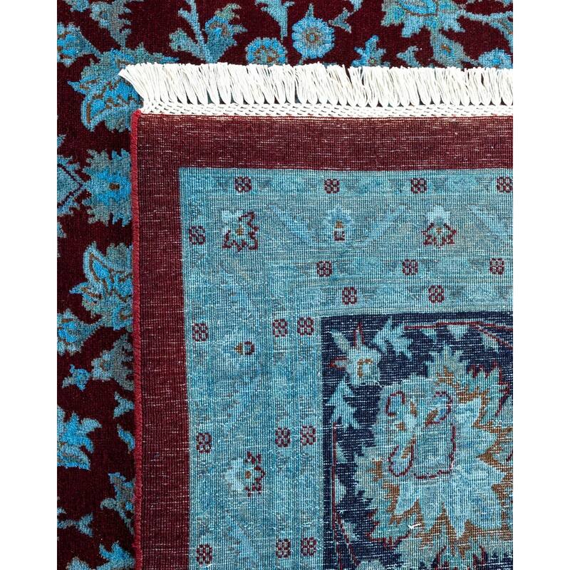 Overton Hand Knotted Wool Vintage Inspired Modern Contemporary Overdyed Blue Area Rug - 10' 3" x 14' 4"