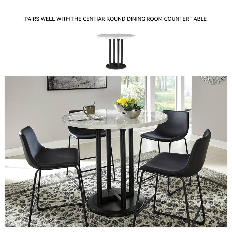 Signature Design by Ashley Centiar Black Bar Stool (Set of 2)