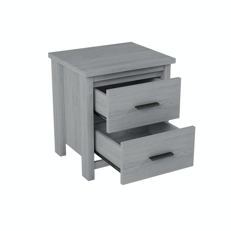 Vintage Wooden Nightstand with Two Drawers
