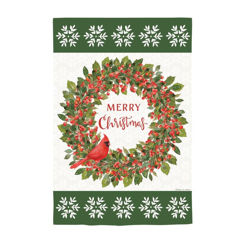 12.5 in. x 18 in. Christmas Cardinal Moire Garden Flag - Multicolor