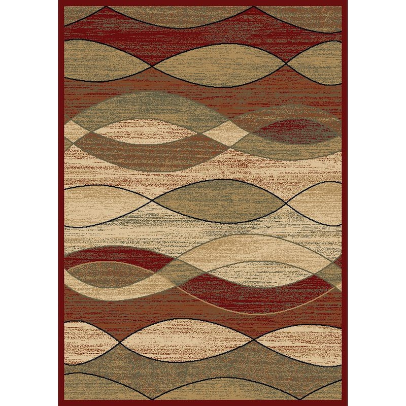 Contemporary Surf Ivory Area Rug - 5'3" x 7'3" - Red