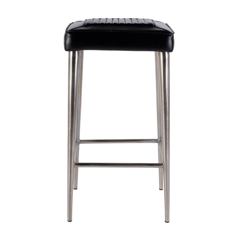 Maxwell 32"H Seat Leather and Metal Square Bar Stool