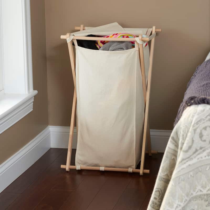 Household Essentials X-Frame Folding Wood Laundry Hamper - 17.0"L x 19.0"W x 30.0"H - Brown