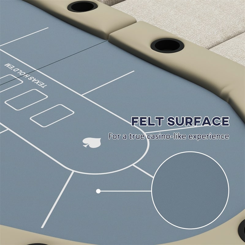 Poker Table Foldable,70" Oval Blackjack Texas Holdem Poker Game Table