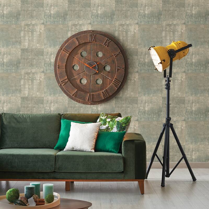 A-Street Prints Conundrum Sage Faux Metal Wallpaper