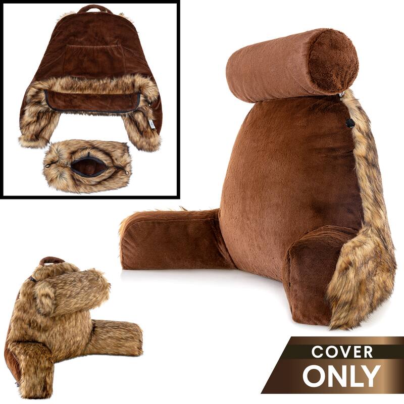 XXL Husband Pillow Cover Only - Ultra Rare Baby Backrest Pillowcase Set, 2-tone Reversible Double Sided Fabulous Faux Fur