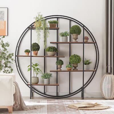Round 5-Tier Metal Bookshelf/Storage Rack/Display Stand