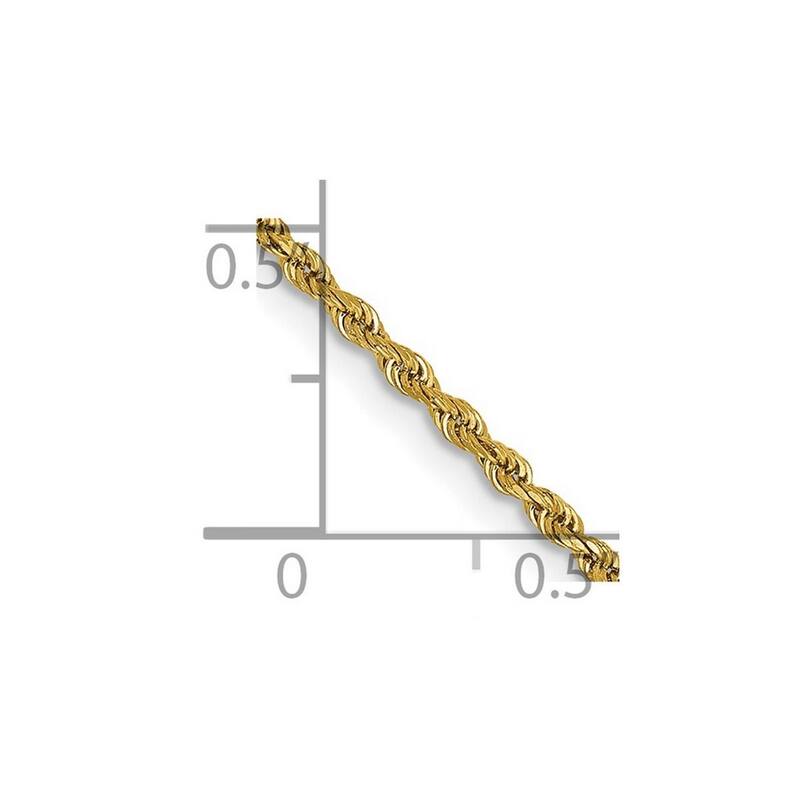 Curata 14k Yellow Gold Solid 1.75mm Diamond-cut Rope Chain Necklace Options: 16 18