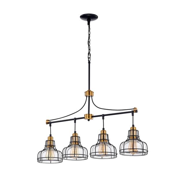 Black and Antique Gold 4-Light Linear Kitchen Island Lighting