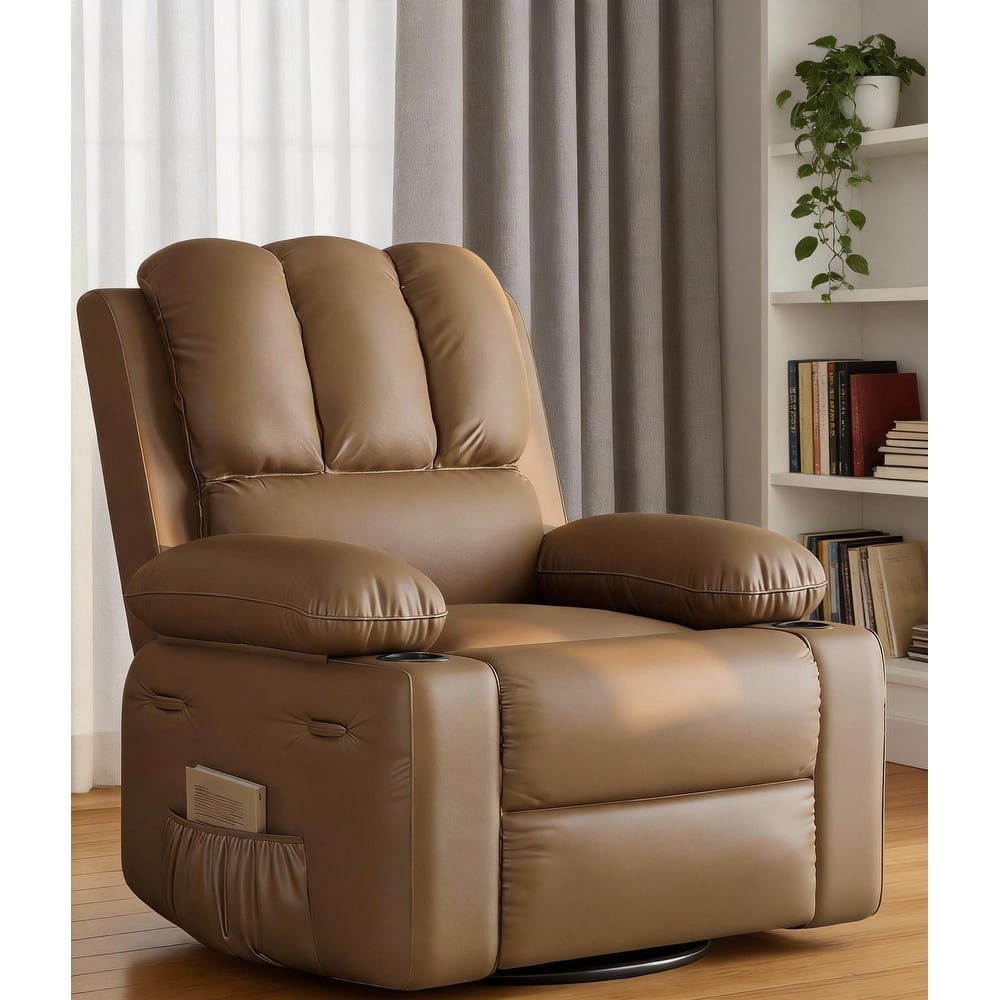Oversized Manual Recliner Chair, with Cup Holders and Side Pockets
