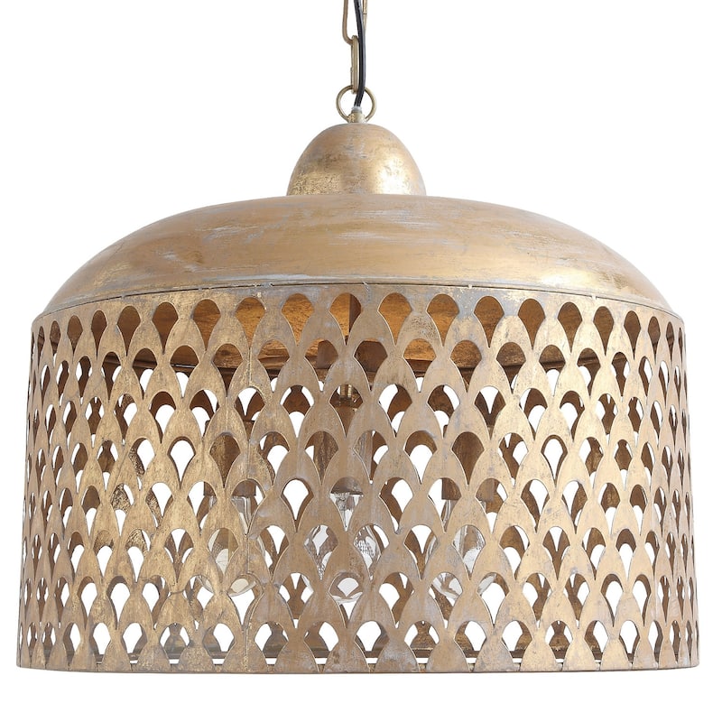 Metal Chandelier with Brushed Gold Finish - Brushed Gold