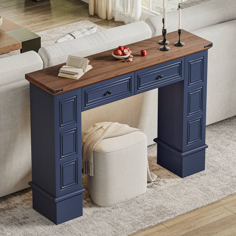 Moasis Farmhouse Console Sofa Hallway Table with 2 Drawers for Entryway Living Room