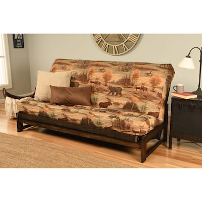 Somette Aspen Reclaim Mocha Futon Set with Printed Mattress
