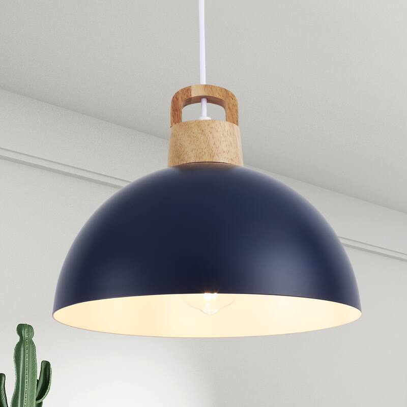 1-Light Pendant Light with Dome Shape, Classic Semi Flush Mount Chandelier for Dining Room Living Room Bedroom Kitchen - Blue