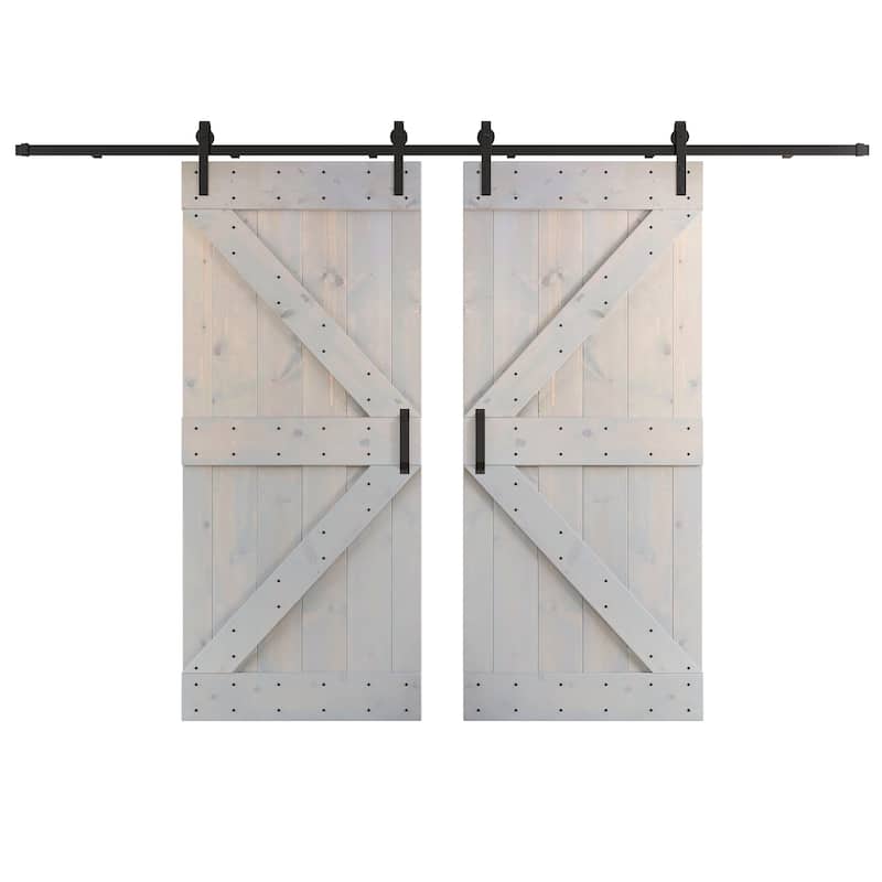 Coast Sequoia 48in/60in/72in/76in/84in x 84in K Series Pine Wood Double Sliding Barn Door With Hardware Kit