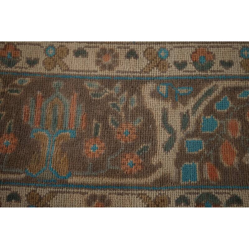Tabriz Persian Vintage Rug Hand-Knotted Traditional Gray Wool Carpet - 9'5"x 12'4"