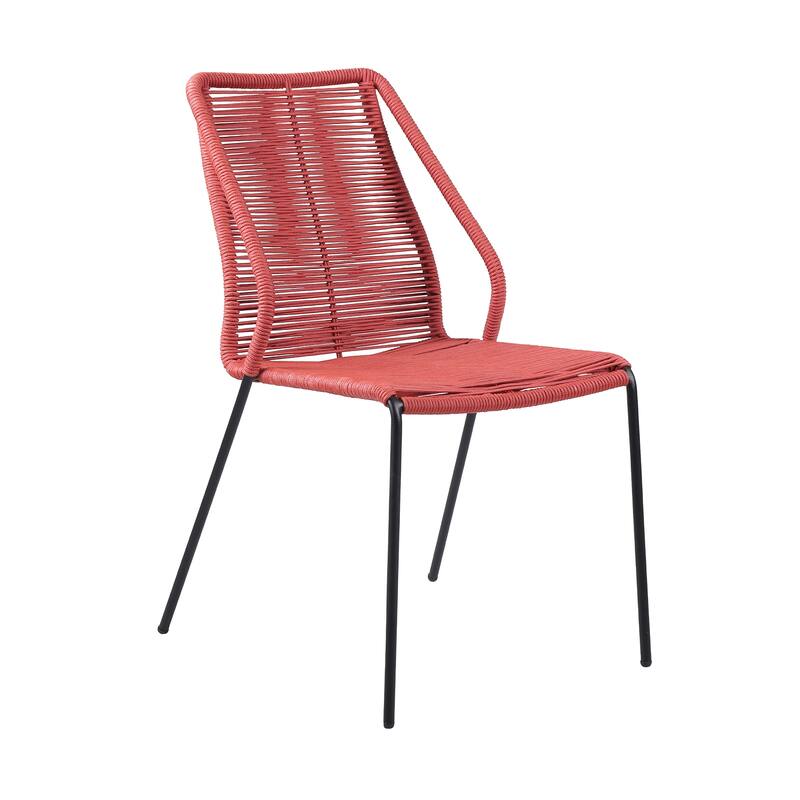 Clip Rope and Steel Indoor Outdoor Stack Dining Chairs - Set of 2