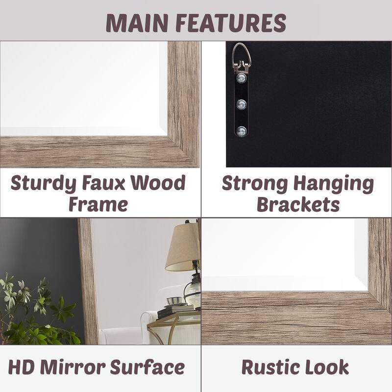 Rustic Floor Mirror - Rectangular Full Body Mirror for Living room