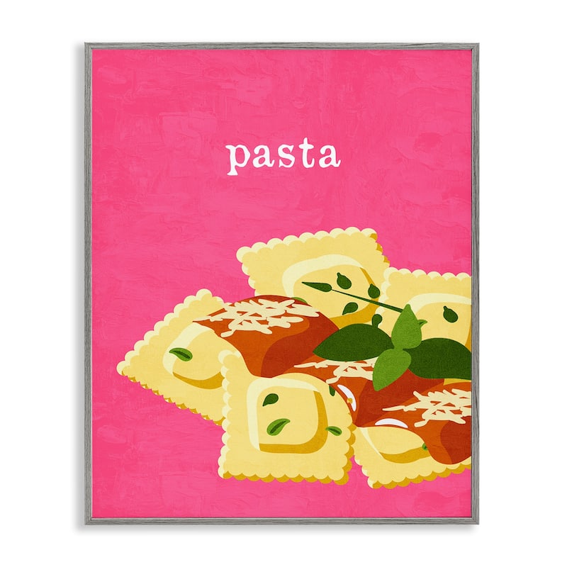 Stupell Ravioli Pasta Dish Framed Giclee Art Design By Kim Allen - 24 x 30 - Grey