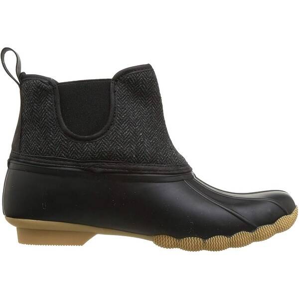 black herringbone duck boots