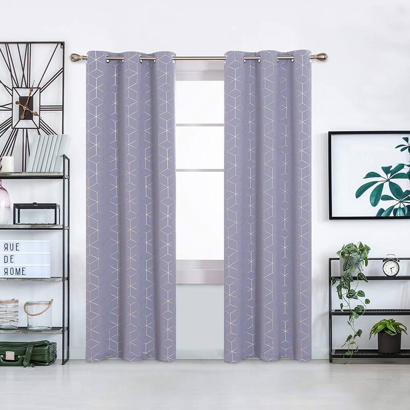 Deconovo Colorful Blackout Gold Honeycomb Curtains 42 Width(2 Panel)