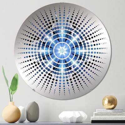 Designart "Turquoise and White Fractal Flowers V" - Modern Abstract Geometric Sun Circles Wall Mirror