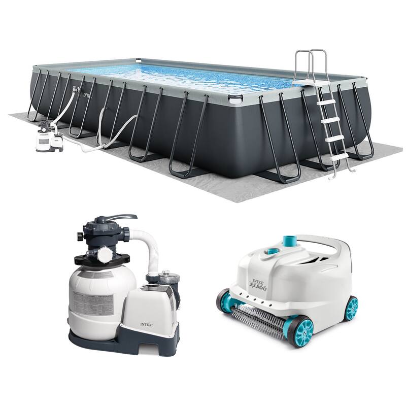 Intex Rectangular Ultra XTR Frame Swimming Pool w/ Pump & Robot Vacuum Cleaner - 224.4