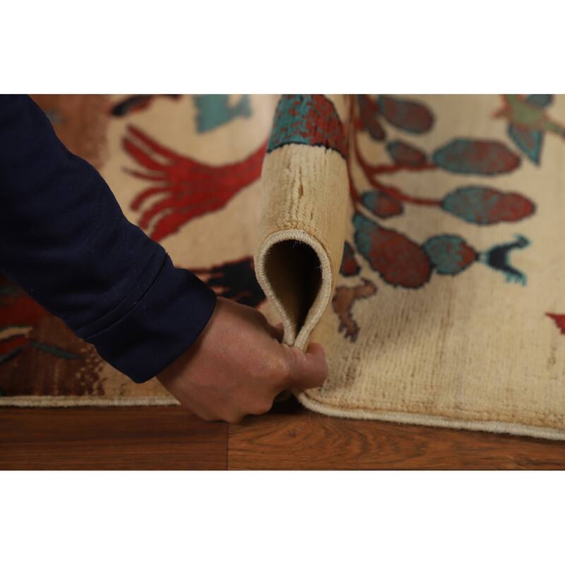 Animals Pictorial Kazak Oriental Accent Foyer Rug Handmade Wool Carpet - 2'0"x 3'0"