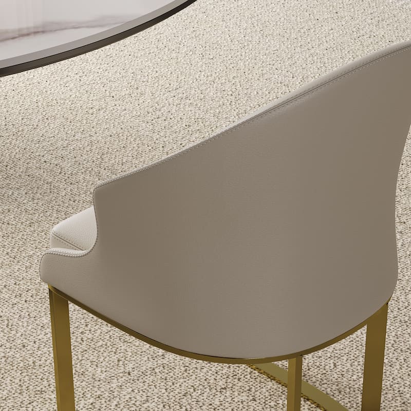 2 Piece PU Leather Kitchen Dining Chair with Backrest, Cushion, Gold Steel Legs for Dining Room Kitchen Living Room Bedroom