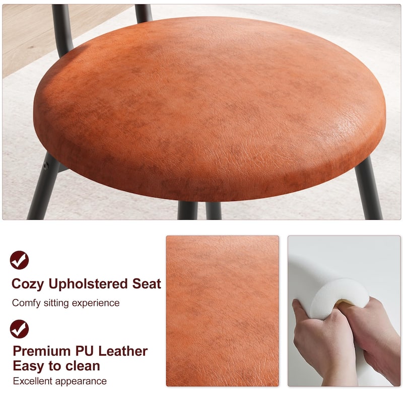 Boho Dining Chairs Set with Thicken Upholstered Natural Rattan Back