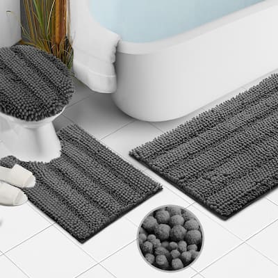 Clara Clark Chenille Extra Soft and Absorbent Bath Mat - Non Slip Fast Drying Bath Rug Set