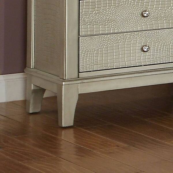 Shop Furniture Of America Livo Transitional Silver Solid Wood 3 Drawer Nightstand Overstock 21906774