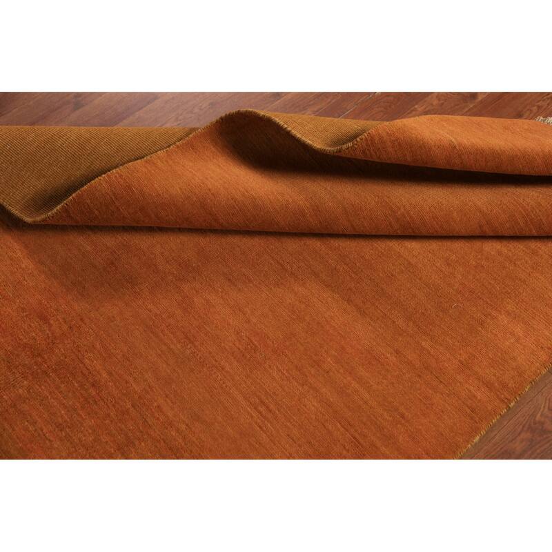Orange Gabbeh Modern Rug Hand-Knotted Wool Carpet - 3'11" x 5'10"