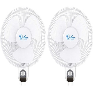 White 2 Pack Wall Mount Fans with Adjustable Tilt and 3 Speeds