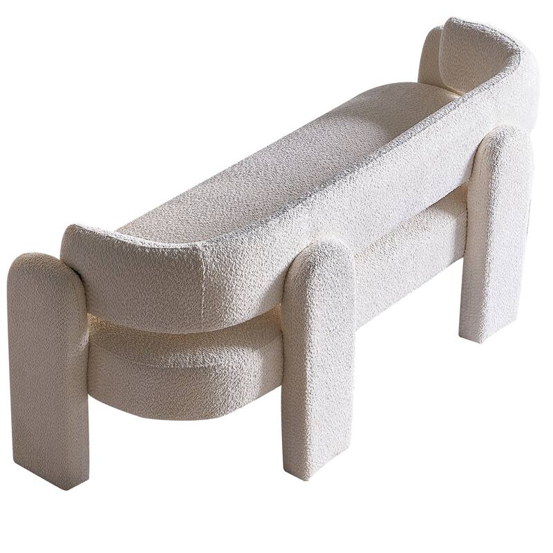 Boucle Upholstery Modern Sofa with Solid Wood Frame and Legs
