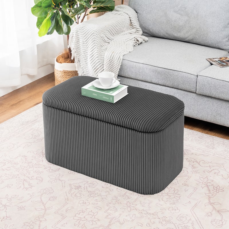 Adeco Storage Ottoman Bench, 31" Storage Bench for Bedroom Living Room