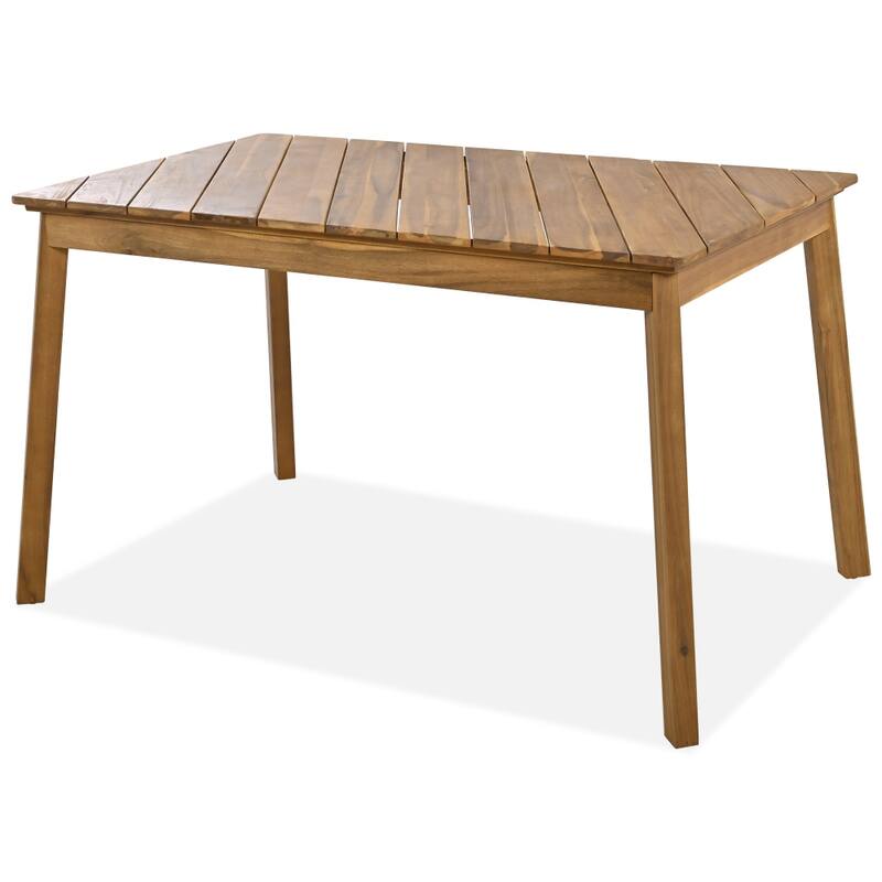 3-Piece Natural Acacia Wood Table Bench Dining Set with 2 Benches, for Outdoor/Indoor, Patio & Garden